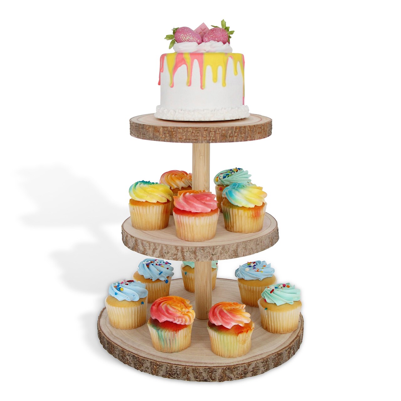 7Penn Rustic Cake Stand - Tier Wooden Boho Wedding Dessert Display Shelf